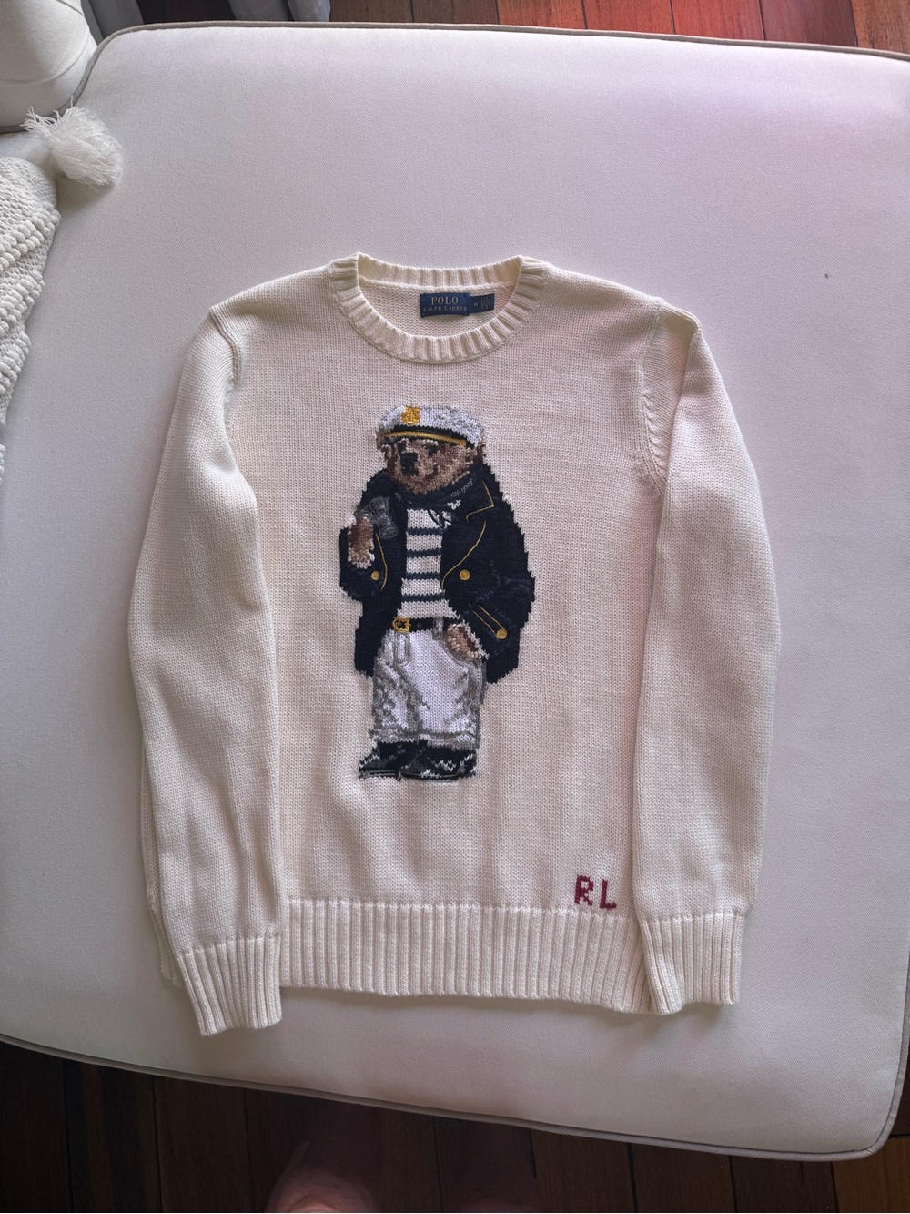 Polo by Ralph Lauren White Captain Bear Intarsia Crewneck Sweater❗️ - Picture 6 of 15